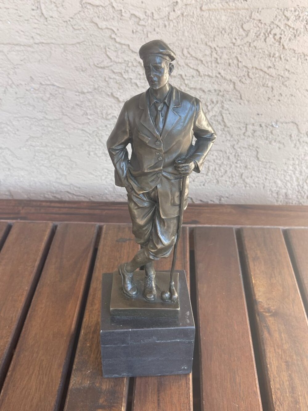 Vintage Bronze Golfer with Marble Base Signed